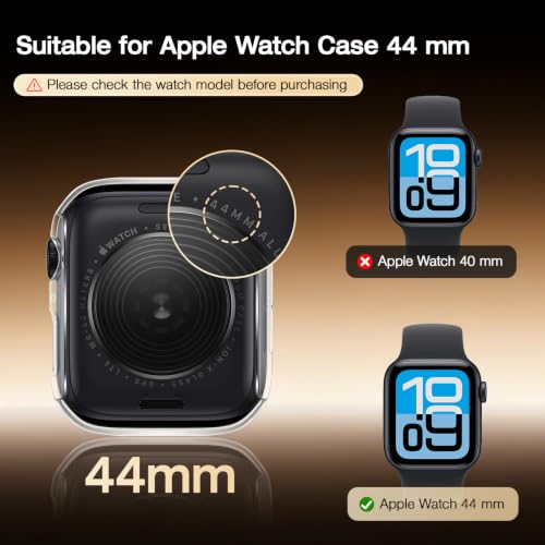 Image of LK Case for Apple Watch SE3 /SE2 /SE 44mm Series 6 /5 /4 with Screen Protector | 2Pack Touch Sensitive Ultra-Thin Bumper Full Protective Cover Hard PC Case Tempered Glass for iWatch 44mm, Clear