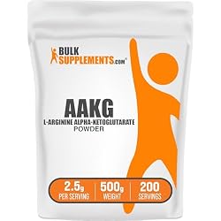 BulkSupplements.com AAKG Powder - Arginine AKG Supplement, Nitric Oxide Supplement, Unflavored & Gluten Free, 2.5g per Serving, 500g (1.1 lbs) (Pack of 1)