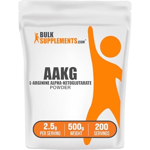 BulkSupplements.com AAKG Powder - Arginine AKG Supplement, Nitric Oxide Supplement, Unflavored & Gluten Free, 2.5g per Serving, 500g (1.1 lbs) (Pack of 1)