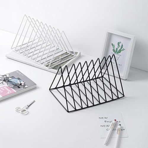 Soporte triangular de metal kokdid con 9 compartimentos para organizar revistas en color negro 5