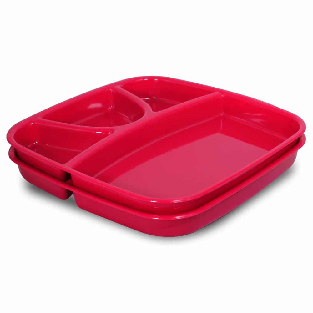 Buy Wonder Plastic Partition Plate Microwave Safe, Thali Mess Tray, Unbreakable Plate Set, Big