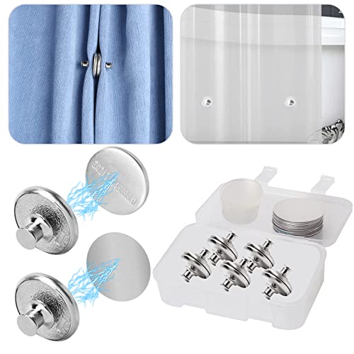 Jcabin Curtain Magnets Closure 12 Pcs, Upgrade Curtain Weights Strong Magnets Button To Keep Curtain Closed Prevents Light Leakage And Curtains From Being Blown Around With 16 Self-Adhesive Patches #TOP1