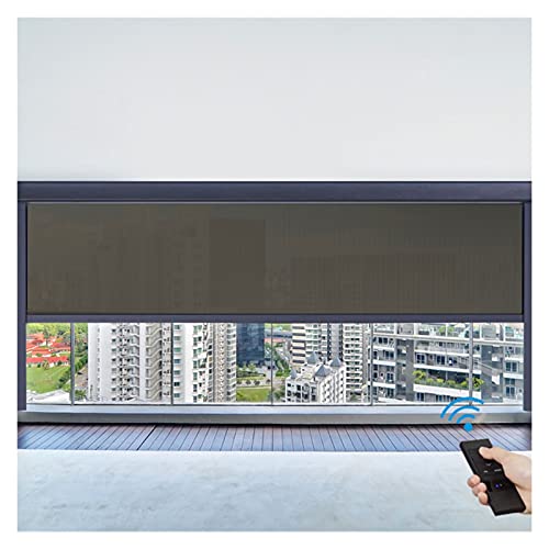Window Shades Motorized Roller Blinds with Remote Control Automatic Blackout Roller Shades for Office Bedroom Living Room Roller Shades Window Decoration with Multi-level Leaves(D,100x140)