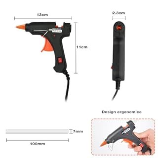 AUXHCYL Pistola Colla a Caldo Con 60 Stick, 20W Per Progetti Fai-da-Te a Casa e in Ufficio, Professionale Per Riparazioni Rapide (Nero)