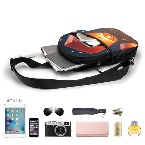 Chinese Flying Lanterns Print Men's and Women's Foldable Crossbody Bag,Sports Crossbody Bags,and Daily Chest Bags4