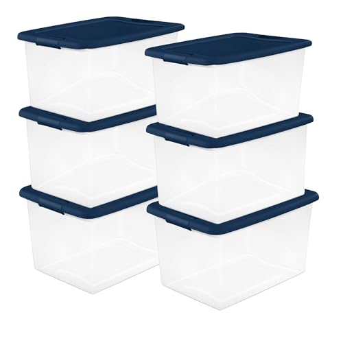 Sterilite 6-Pack Color Program, Large Clear Plastic Storage Bins...