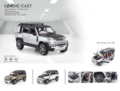 Image of Sky Tech Big Size Land Rover Defender 1:24 Scale Model Exclusive Alloy Metal car Pull Back Die-cast Metal Toy with Openable Doors & Light Music Best Gifts Toys Kids【Colors as Per Stock】