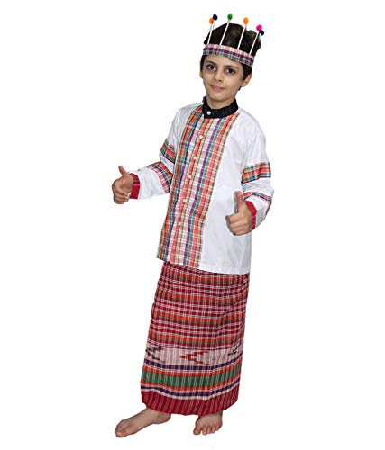 Image of Kaku Fancy Dresses Polyester Indian State Folk Dance Costume for Kids -Multicolor, 3-4 Years, For Girls