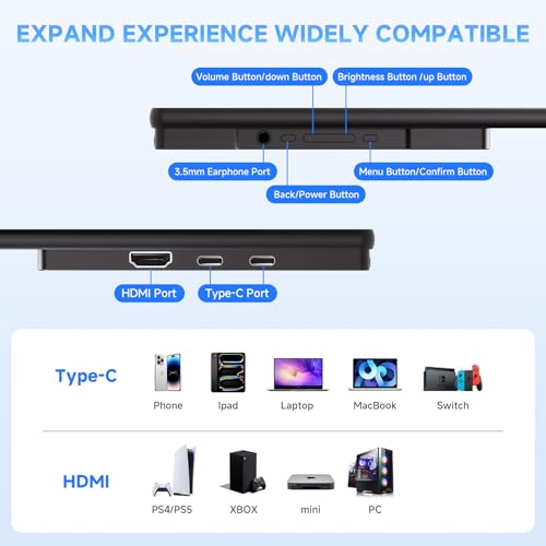 Image of 23.8 inch 4K Portable Monitor, UHD 3840x2160 IPS 400nits 100% sRGB Calibrated Color Gaming Monitor, USB-C HDMI Laptop Screen Extender with Speakers for Desktop, MacBook, PS5, Xbox, Switch