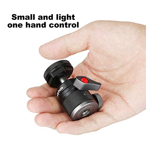 Mini Ball Head with 1/4" Hotshoe Mount Adapter 360 Degree Rotatable Aluminum Tripod Head for DSLR Cameras HTC Vive Tripods Monopods Camcorder Light Stand