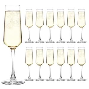 UMEIED 7.5 Oz Champagne Flutes Set Of 12, Long Stemmed Crystal Clear Champagne Flute Glass Set, Sparkling Wine Glasses for Home Party Wedding Anniversary Birthday Christmas