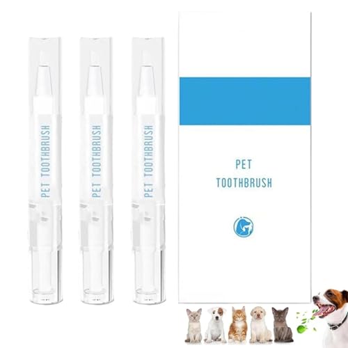 ADFUGE Pet Toothbrush Pen, Pet Teeth Cleaning Pen, Cat/Dog Teeth Cleaning Pen, Pet Tooth Cleaning Tool, Dog Tartar Remover for Teeth, Teeth Cleaning Pen, Pet Teeth Repairing Kit (3PCS)