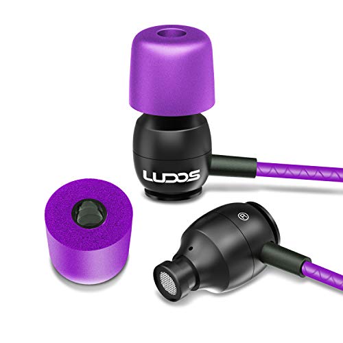 Image of LUDOS Clamor Wired Earbuds in Ear Headphones with Microphone, Earphones with Mic and Volume Control, Memory Foam, Reinforced Cable, Bass Compatible with iPhone, Apple, iPad, Computer, Laptop, PC