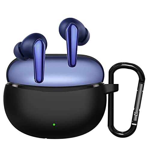 Image of Sounce Portable Silicone Case Scratch-Resistant, 360 Full Protection, Carabiner Clip Compatible with Keychain for Realme Buds Air 3 Neo Full Protection Shockproof Cover Anti Fall Anti Dust (Black)