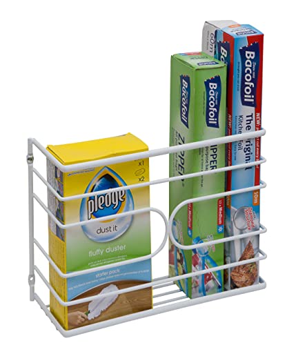 Amtido Organizador de caja de cocina para colgar películas, papel de aluminio u otros utensilios de cocina, color blanco Cover