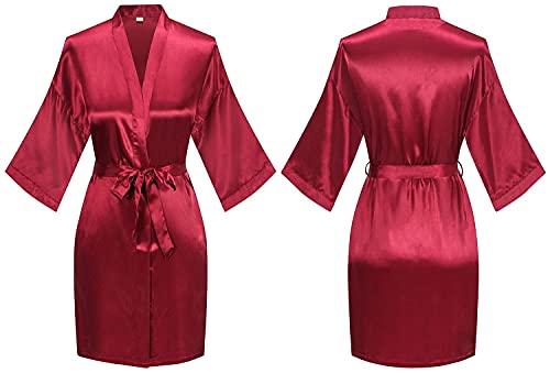 Image of Women's Pure Short Silky Robes Bridesmaid Bride Party Satin Robes Sleepwear