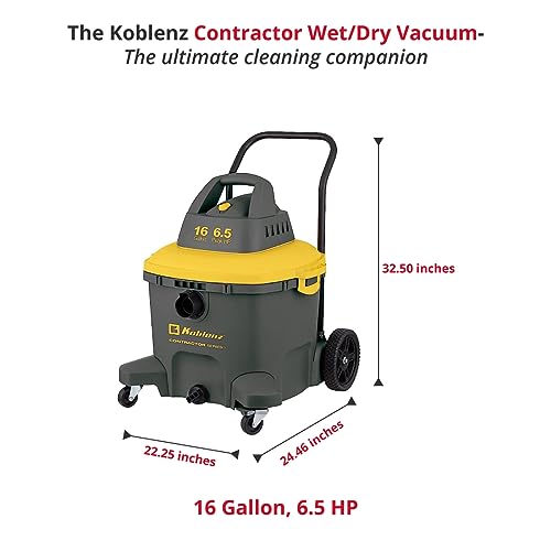 Koblenz Wet/Dry Vac, 16 Gallon Contractor 6.5Hp Contractorseries,Handle, Gray,Yellow (Wd-16 C4H) #TOP2