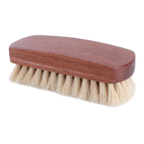 Baluue Cepillo de Pelo de Caballo para Zapatos y Botas Mango de Madera de Multifuncional para Limpieza Pulido y Cuidado de Calzado