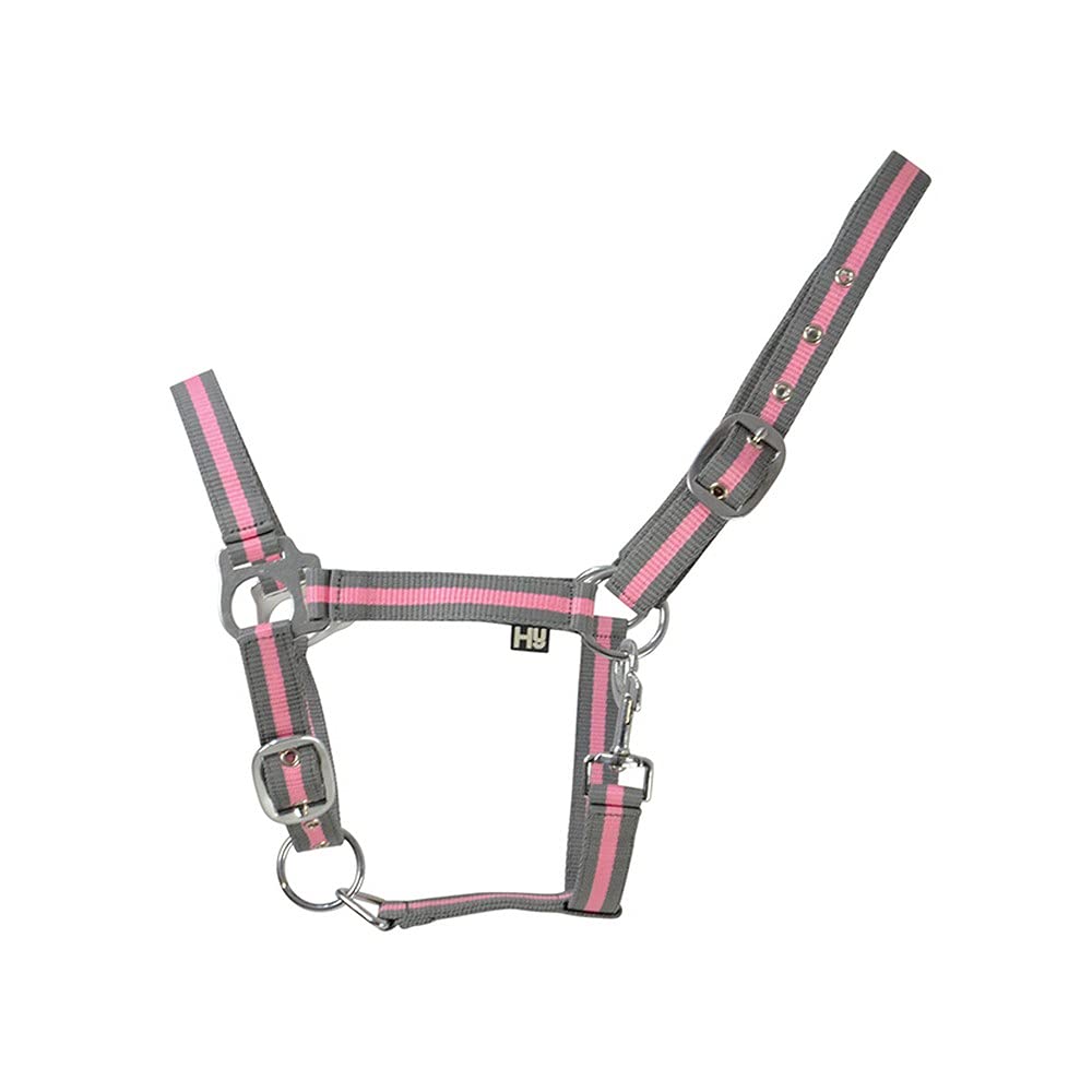 Hy Two Tone Horse Headcollar (Pony) (Gray/Baby Pink)