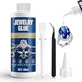 Miioto 150ml Upgrade Schmuckkleber Extra Stark, Transparenter Kleber für Edelsteine & Metall, Präziser Bastelkleber für Schmuckreparatur & DIY