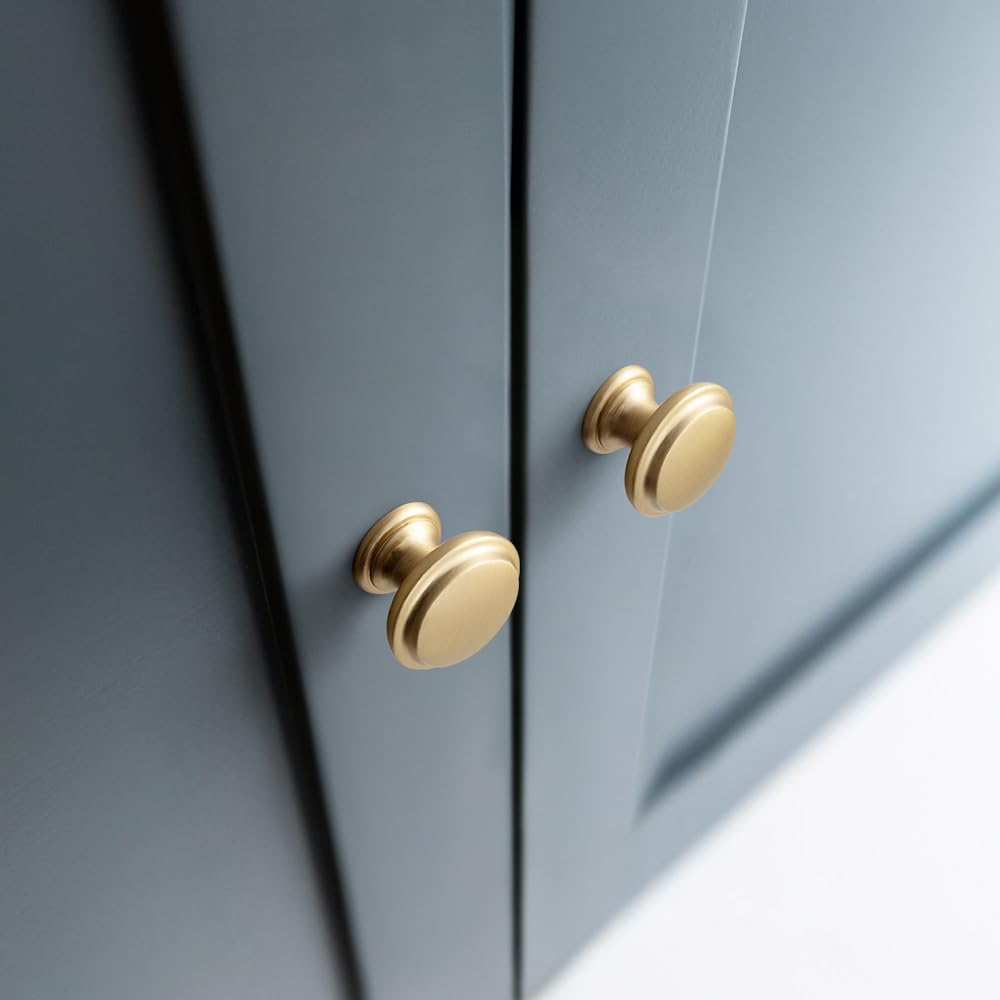 Set of 12 Champagne Bronze Cabinet Knobs – Rounded Tiered Shape Modern Kitchen Hardware Contemporary Drawer Handles