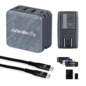 AVerMedia Capture Card for Streaming, 1080p60 HDMI Recording, Portable Switch 2 Dock, 100W GaN Fast Charging USB C Hub, TV Docking Station with 4K60 HDMI, Compatible with iPhone, iPad, Laptop, PC
