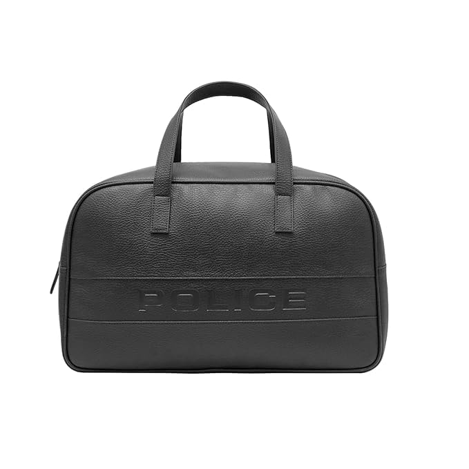 Image of Police 40L Duffle Bag for Travel | Stylish Vegan Leather for Travel | Compact and Comfortable for Travelling | Hand Duffel Bag |Gym Duffle Bag | Suitable for Unisex (Black)