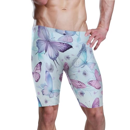 UMIRIKO Color Butterfly Men's Swim Jammers Racing & Training Swimsuit Fast, Flexible,Comfortable XXXL B0401686, 3X-Large
