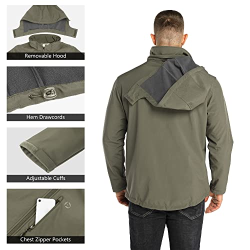 Outdoor Ventures 8M12013 Men'S Lightweight Softshell Jacket Fleece Lined Hooded Water Resistant Winter Hiking Windbreaker Jackets thumb #3