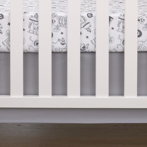 Image of Disney Monsters, Inc. Cutest Little Monster Gray, and White Nursery Fitted Crib Sheet