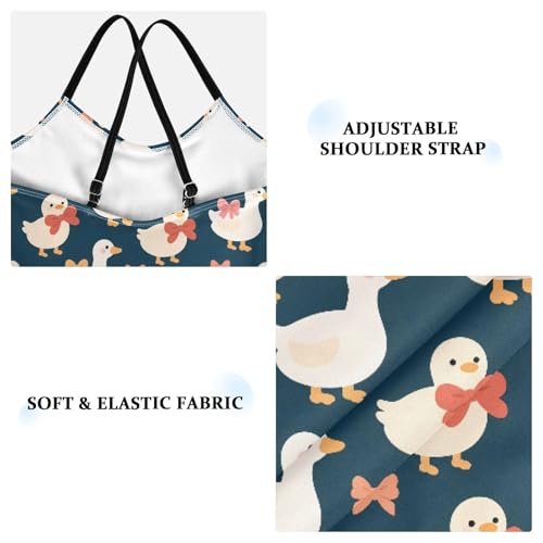 senya Girls Swimsuits One-Piece Swimwear Tie Bathing Suit Beach Summer Round Neck 9-10T Duck Bow Pattern3