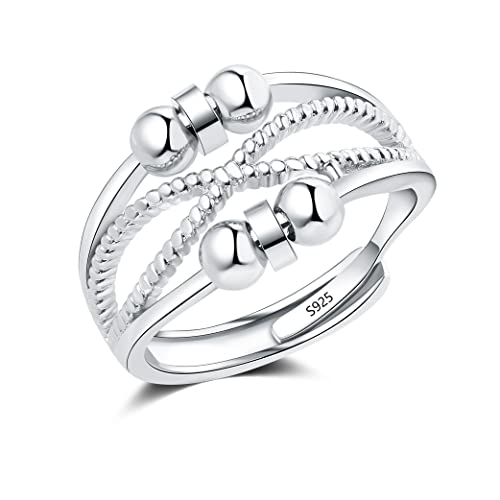 Cangall Silber Anxiety Rings, 925 Sterling Silber Damen Fidget Rings, Offen...