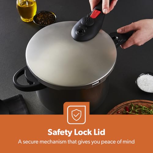 GEEPAS 6L Stainless Steel Pressure Cooker | Induction Hob Compatible Cooker | Quick Pressure Release Dual Handles for Fast Cooking at Home or in Catering Kitchens Energy Efficient Safety Lock Silver - Image 4