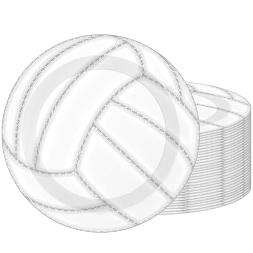 60Pcs Volleyball Birthday Decorations 7 Inch White Volleyball Dessert Plates Sports Themed Tableware Kit Volleyballs Bulk Paper Plates for Baby Shower Boys Girls Game Party Decorations Supplies