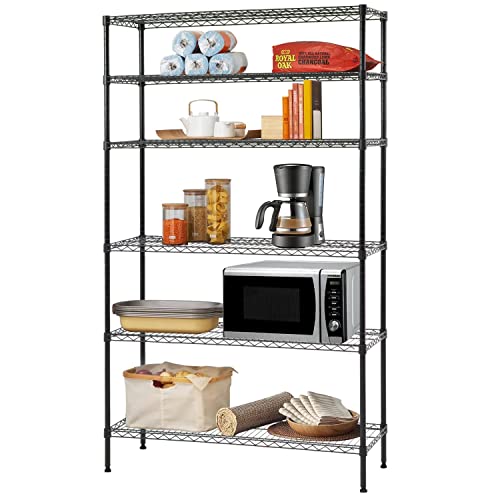 Image of BestOffice | 6-Tier Wire Shelf | 42 inch x 16 inch x 72 inch | Black | Storage Shelves with Adjustable Racks, Holds upto 1500 lbs | Rust-Resistant, No-Tool Assembly | For Home, Garage