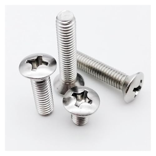 10/pcs M2 M2.5 M3 M4 M5 M6 GB820 DIN966 A2-70 304 Stainless Steel Cross Raised Countersunk Head Half Oval Screw Bolt(6mm,M4 10pcs)