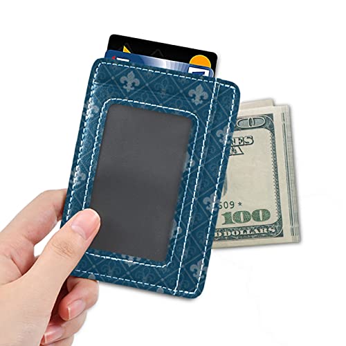 susiyo Blue Fleur De Lis Slim Minimalist Wallets Rfid Blocking Card Wallets PU Leather Front Pocket Wallets for Men Women4