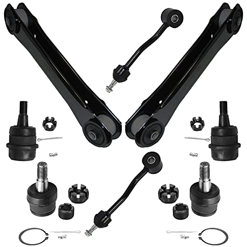 Image of Detroit Axle - 8pc Front End Control Arms Kit for 97-06 Jeep Wrangler TJ, 2 Lower Control Arms 4 Ball Joints 2 Sway Bars 1997 1998 1999 2000 2001 2002 2003 2004 2005 2006 Replacement