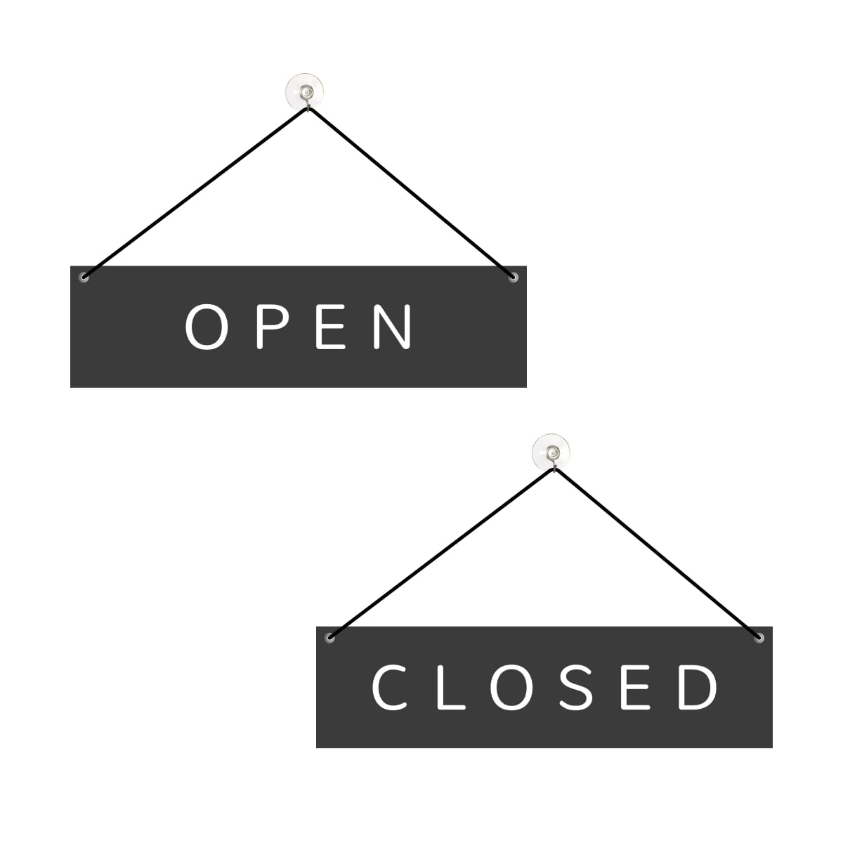 Elegancka tabliczka na drzwi tabliczka wisząca Open/Close 30 x 8 cm aluminium/dipond otwarta/zamknięta szyld przyssawka dwustronna czarna