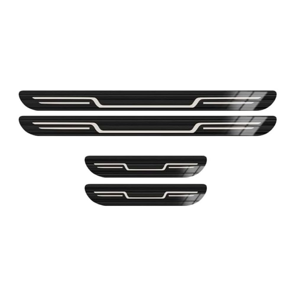 4PCS Car Door Sill Protector for VW R Line Rline Polo Golf GTI Passat, Door Entry Guard Stainless Steel Edge Scuff Plate Welcome Pedal Cover Threshold Protection,A/Black Titanium Brushed