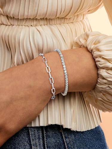 Moissanite Tennis Bracelet for Women Men - 925 Sterling Silver 14k Yellow/White Gold Plated Diamond Classic Chain Bracelets Jewelry Luxury Dainty Gifts Anniversary Wedding to Womens Mens Mom Wife Her3