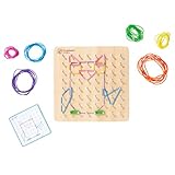 Eichhorn – Montessori – Geometriebrett mit 64 Nägeln und 30 farbigen Gummis, fantasievolles befestigen oder mit 48 Aufgabenkarten Motive nachbilden, 18x18cm, aus 100% FSC zertifiziertem Holz, ab 4 J+