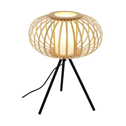 BRILONER – Bambus Nachttischlampe, Schreibtischlampe Holz, Tischlampe Kabelschalter, Leselampe, Boho, Zimmer Deko, Lampe, E27 Fassung, 28x39,5 cm (DxH) BRILONER – Bambus Nachttischlampe, Schreibtischlampe Holz, Tischlampe Kabelschalter, Leselampe, Boho, Zimmer Deko, Lampe, E27 Fassung, 28x39,5 cm (DxH)