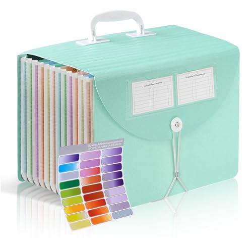 Agoer Trieur A4 13 Compartiments en Paille de Blé,Range Document Organiseurs de Dossiers Accordéon, Rangement Papier Administratif Extensible Portable y...