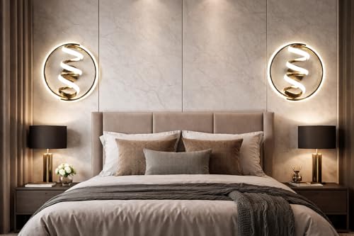 Image of Modern Spiral Round Ring Design 3 Different Color Mode Changing (Wh /WW /NW) Energy Saving Led Wall Lamp for Bedroom, Living Room, Restaurants, Dining, Coffee Shop,Home Etc