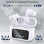 Language Translator Earbuds Real-Time, Two-Way Translator Earbuds Support 144 Languages & 8 Offline Translation, Instant Translation Device with Charging Base for Travel Business Meetings (White) - Image 3