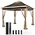Yaheetech 11x11 Pop Up Gazebo Outdoor Canopy Shelter, Instant Patio Gazebo Sun Shade Canopy Tent with 4 Sandbags, 2 Tiers Roof & Mesh Netting for Lawn, Garden, Backyard & Deck, Brown