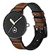 Abanen Leather Bands for Google Pixel Watch, Genuine Leather Hybrid Silicone Sweatproof Wristband Strap with Stainless Steel Clasp (Brown)