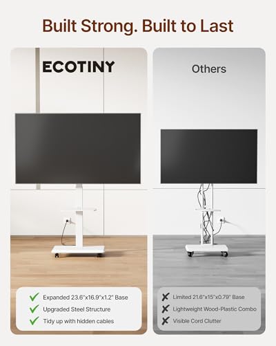 Image of Steel Base Rolling TV Stand with Power Outlet for 32-75 inch TVs,WH
