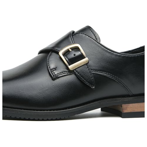Men's Leather Monk Strap Dress Shoes Classic Cap Toe Comfortable Slip On Buckle Oxfords Formal Business Shoes4